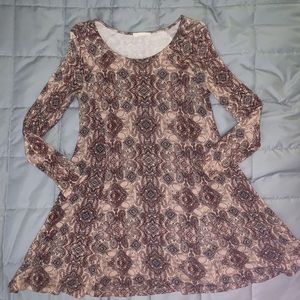 Lush Long Sleeved Printed Dress